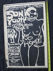 Sonic Youth Screaming Trees & Mudhoney Flyer 11x17 póster original único dueño 1988 - Imagen 1 de 6