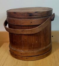 Antique Primitive Wood Bucket Firkin sugar flour pantry 10"