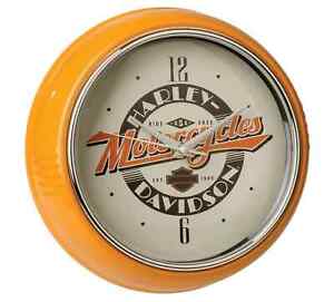NEW Harley-Davidson Ride Free Retro Metal Diner Clock - Orange Housing HDL-16643