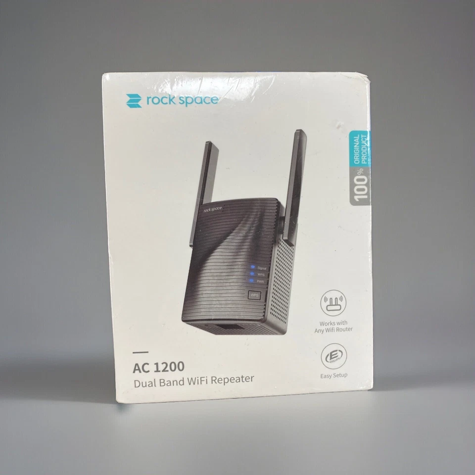 Rock Space AC1200 Dual Band WiFi Repeater with Access Ethernet Port - Black New - Image 1 of 1