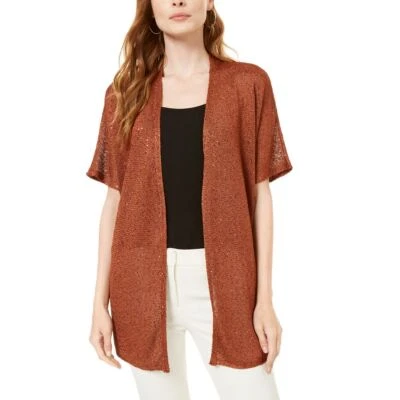 INC NUEVO Para Mujer Bronce Lentejuelas Frente Abierto Cárdigan Suéter Top XS TEDO Foto 1 de 2