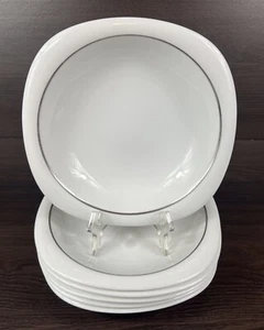 6 schöne Rosenthal Germany Lanka Suomi weiß umrandet Suppenschalen silberner Borte - Bild 1 von 11