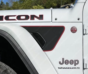 Solid Fender Vent Decals to fit Jeep Wrangler Gladiator Rubicon JL JT 2018-2025 - Picture 1 of 15