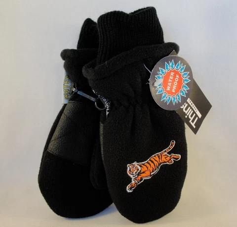 Kids Size 4-7 Cincinnati Bengals NFL Thinsulate Fleece Mittens Black Cover