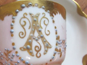 Tressemann & Vogt T&V Limoges Tasse & Untertasse gold handverziert mit Initiale A - Bild 1 von 8