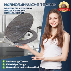 Verlangsamter bedruckter dekorativer Toilettensitz aus Holz mit Marmorstruktur - Bild 1 von 15
