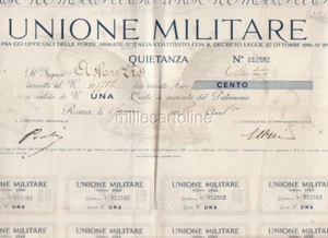 * QUOTA - Military Union, Lire 100 Rome 1928 - Picture 1 of 1