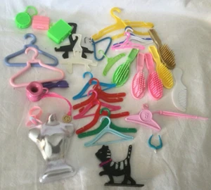 VTG Barbie Doll Accessories Large Lot Brushes Clothe Hangers & More Doll Items - Picture 1 of 4