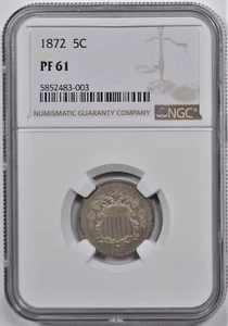 1872 SHIELD NICKEL 5C NGC PF 61 - Picture 1 of 2