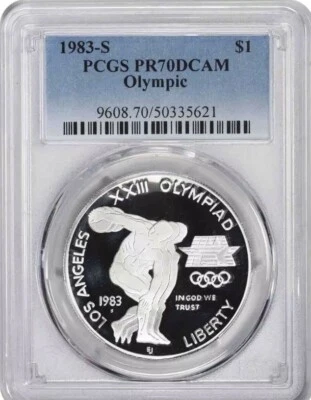 1983 OLYMPICS Silver Dollar PCGS PR70 💥FLAWLESS QUALITY💥⭐️RARE🌟 - Image 1 of 4