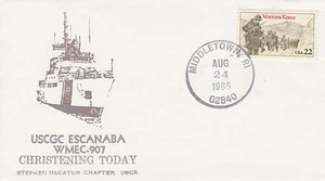 USCGC ESCANABA WMEC-907 CHRIISTENING DAY 1985 NAVAL TOPICAL SHIP COVER MILITARY - Picture 1 of 1