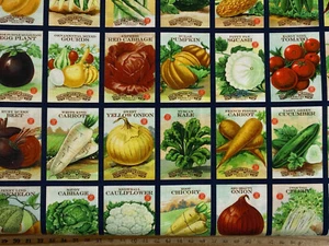 Cathe Holden for Moda Farm & Garden 100% Cotton Fabric by 1/4 Metre* Vegetables - Picture 1 of 12
