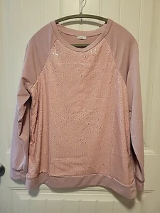 AVON STUDIO 1886 Rose/Mauve/Pink Sequin Front Baseball/Raglan Long Sleeve NWOT - Picture 1 of 4