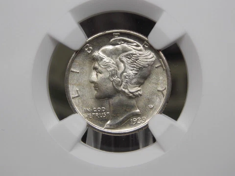 1939 "D" Mercury SILVER Dime 10c NGC MS67 FB *FULL BANDS* #002 GEM BU ECC&C Inc Cover