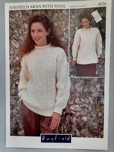 LADIES' ARAN SWEATER, 76-107cm, 10ply - HAYFIELD Knitting Pattern 4536 - Picture 1 of 3