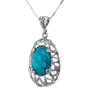 Estilo de moda Eilat Chrysocolla Gemstone Silver 925 Colgante hecho a mano de Israel - Imagen 1 de 4