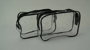 Clear Makeup Bags, Pencil Cases, Zippered 7 ", NEW 2 Pack - Picture 1 of 19