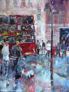BEAUTIFUL SERA KNIGHT S.W.A ORIGINAL "Towards Piccadilly" London PAINTING - Picture 1 of 1