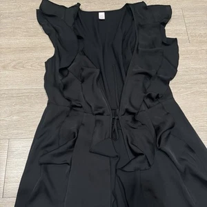 Victoria's Secret Satin Maxi Schlupf Kleid Morgenmantel M schwarz Rüschen Y2k - Bild 1 von 9