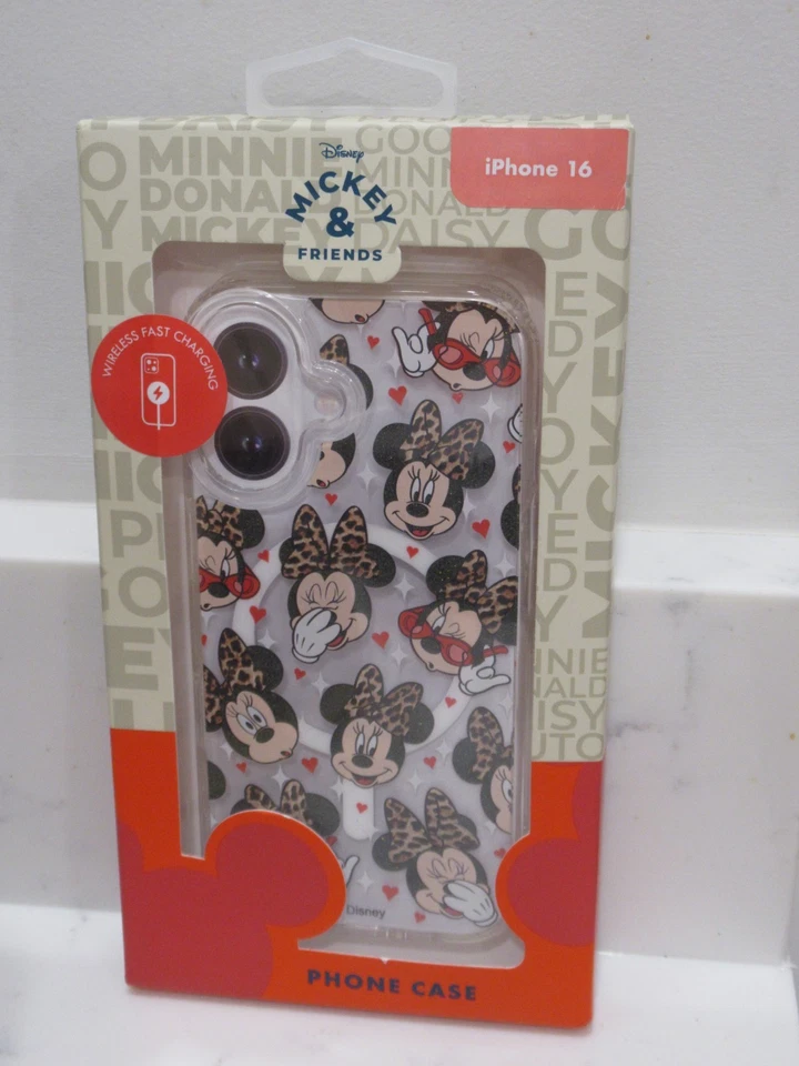米妮老鼠带豹纹蝴蝶结迪士尼 SkinnyDip iPhone 16 手机壳 ~ 全新 ~ ~ ~ — 第 1/1 张图片