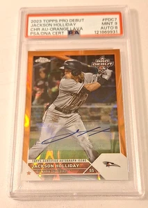 2023 Topps Pro Debut Chrome Orange Lava #7 Jackson Holliday Rc Auto /25 PSA 9/8 - Picture 1 of 3