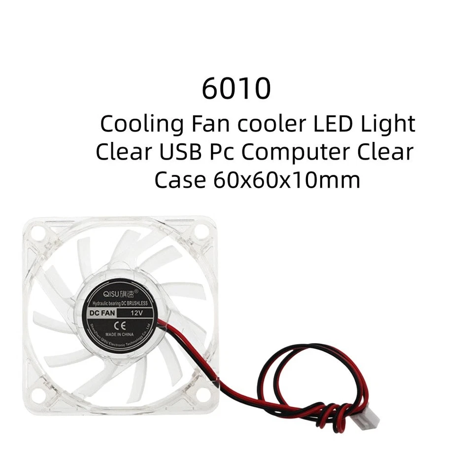 Clear USB PC Computer Clear Case Cooling Fan Cooler LED Light 60×60×10mm 6010 - Image 1 of 4