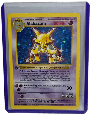 1999 1st Edition Alakazam 1/102 Base Set Shadowless Holo Pokemon Card - Image 1 of 4
