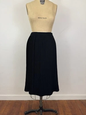 Vintage 1970’s Accordion Pleated Black Skirt Size Small Below Knee A Line Swing - Image 1 of 4