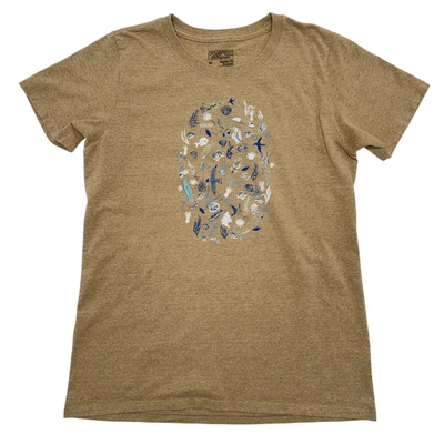 Женская футболка Patagonia средний размер смесь органического хлопка пляж океан природа птица рыба - Изображение 1 из 4