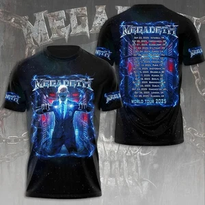 Megadeth Rock Band World Tour 2025 Limited 3D T Shirt Full Size S-5XL - Picture 1 of 2