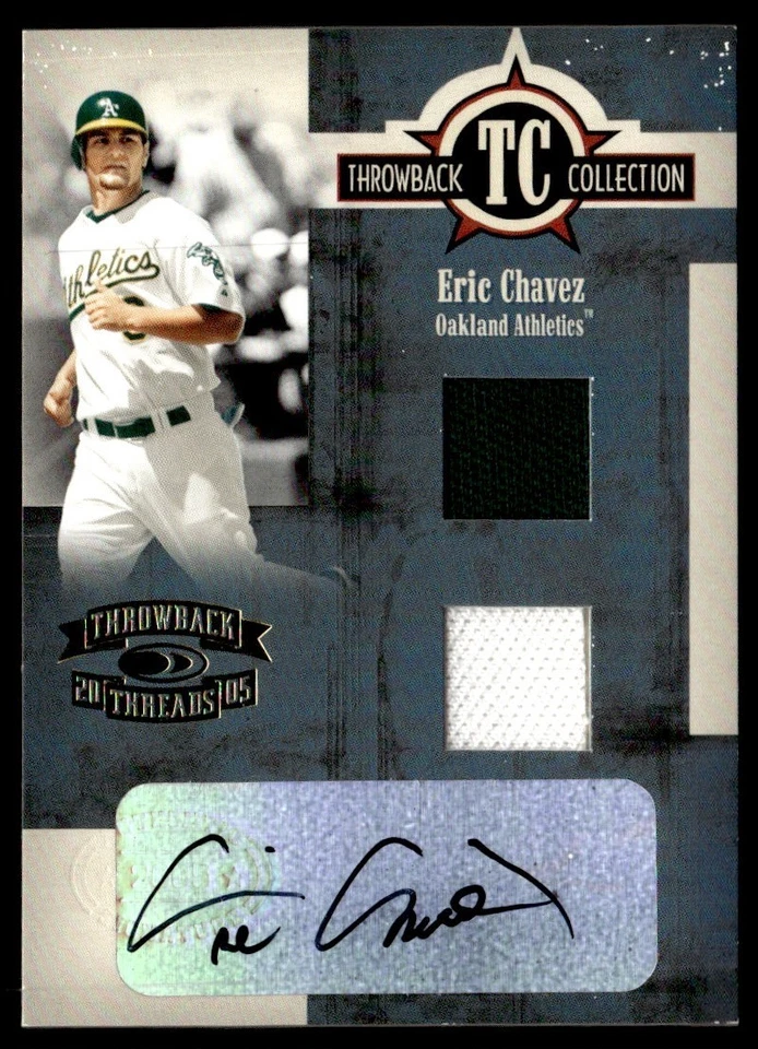 Combo de material exclusivo Donruss Throwback Threads Collection 2005 Eric Chávez Foto 1 de 2