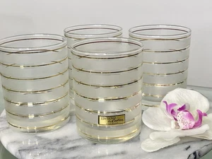 VTG MCM Culver Double Old Fashioned Glass Tumblers 22kt Gold Barware Frosted New - Picture 1 of 19