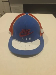 Vintage Nike Air Mütze Leder Selten Fitted Patchwork Rot Blau Y2k - Bild 1 von 7