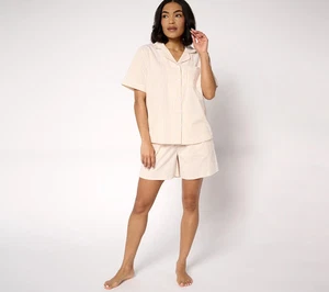 Berkshire Homewear 100% Cotton Popln Notch Collar/Short PJ Set-Yellow-2X A682673 - Picture 1 of 1