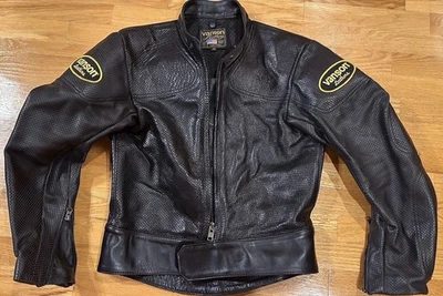 Chaqueta de cuero negra perforada vintage Vanson talla USA 40 para motociclista motocicleta Foto 1 de 4
