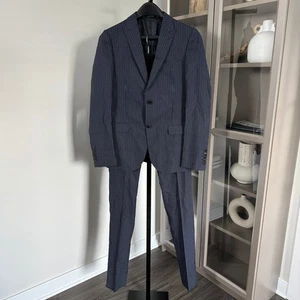 GUCCI Algodón Lana Seda Rayas 2 Piezas Traje Chaqueta Pantalones Pecho Único 48 - Imagen 1 de 10