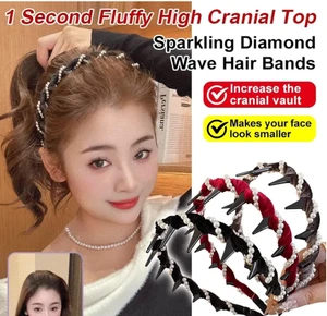 Vintage High Cranium Artificial Pearl Hairband,Elegant Pearl Headbands for Women - Picture 1 of 17