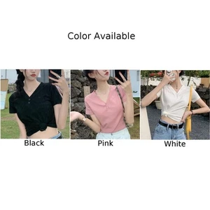 2025 Slim Fit V-Ausschnitt Kurzarm T-Shirt für Damen in verschiedenen Farben - Picture 1 of 36