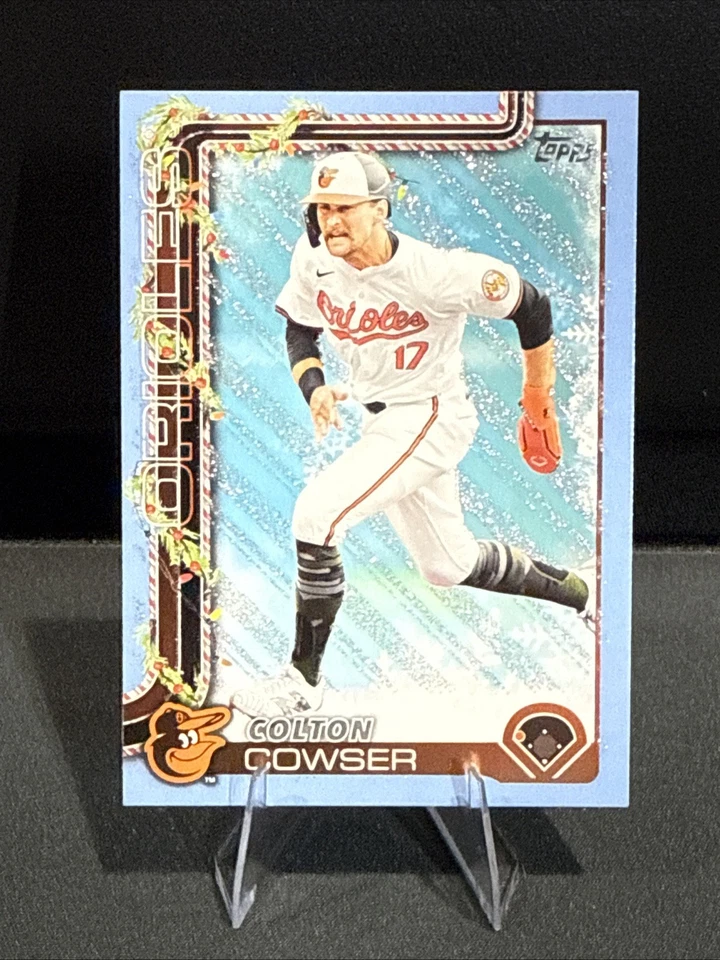 2025 Topps Holiday Light Blue Glitter Colton Cowser Baltimore Orioles #H157 - Image 1 of 2