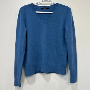 Maglione donna Quince in cashmere piccolo blu scollo a V Popover maglia morbida - Foto 1 di 5