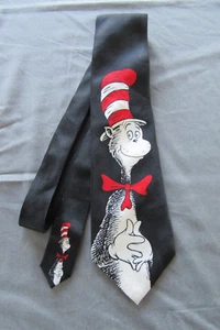 Seuss Wear Dr. Seuss 1997 Cat In The Hat Tie Book Quote On Back 100% Silk - Picture 1 of 6