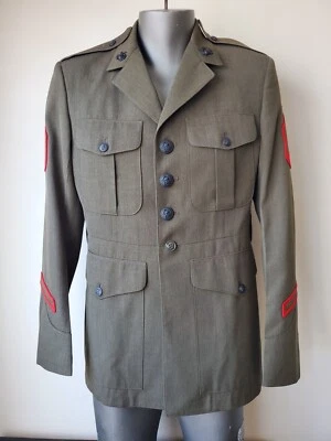 Abrigo militar DSCP para hombre chaqueta verde parches talla 40R mezcla de lana Foto 1 de 4