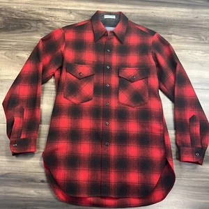 Pendleton Shirt Mens Medium Red Plaid Flannel Western Button Front Virgin Wool - Picture 1 of 10