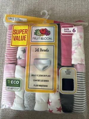 Pack de 14 calzoncillos multicolores Fruit Of The Loom para niñas talla 6 ¡NUEVOS! Foto 1 de 2