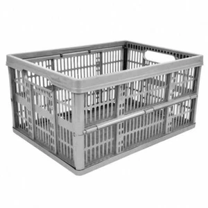 Collapsible PLASTIC FOLD FLAT STACKABLE STORAGE FOLDING CRATES BOXES 32 LITRE - Picture 1 of 2