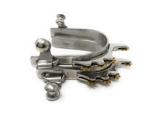 AJ Tack Men's Horizontal Brass Rowels Bumper Spurs - Picture 1 of 4