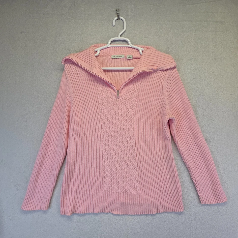 Suéter Liz Claiborne Tejido con Cable Mujer XL Rosa Acanalado Preppy Minimalista Academia Foto 1 de 4