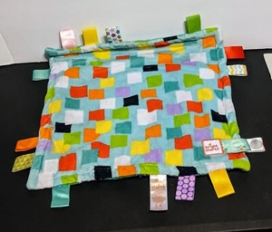 Taggies Bright Starts 11" Baby Blanket Multi-Colored Squares - Picture 1 of 2