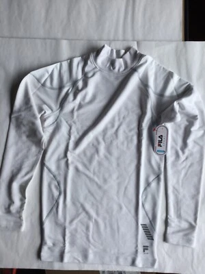 Fila Running Mock Cuello Tortuga Blanco Ajustado Manga Larga Nuevas Etiquetas Hombres Talla Pequeña Foto 1 de 4