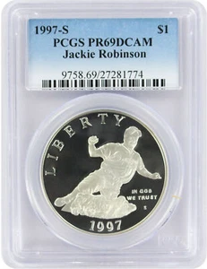1997-S Jackie Robinson Silver Commemorative Dollar PR69DCAM PCGS Proof 69 DC - Picture 1 of 2